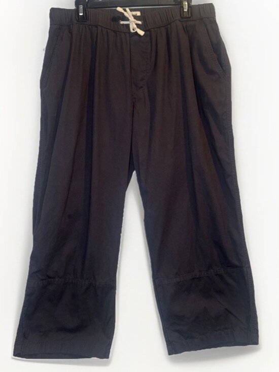 Pact Womens Gray Daily Twill Organic Cotton Elastic Waist Cropped Pants Sz L - Picture 1 of 14